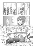  ameebalife clock comic elbow_gloves folded_ponytail food giving_up_the_ghost gloves hairband headgear inazuma_(kantai_collection) kantai_collection long_hair monochrome multiple_girls mutsu_(kantai_collection) nagato_(kantai_collection) personification shimakaze_(kantai_collection) tenryuu_(kantai_collection) thighhighs translation_request 