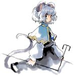  1girl animal_ears grey_hair matsuda_(matsukichi) mouse_ears mouse_tail nazrin short_hair simple_background solo tail touhou white_background 