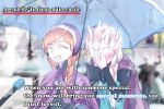  2girls anna_(frozen) blush braid elsa_(frozen) frozen_(disney) multiple_girls open_mouth parody siblings sisters smile snow special_feeling_(meme) translated twin_braids umbrella white_hair winter_clothes yuri 