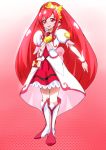  1girl bow cure_ace dokidoki!_precure hair_bow heart long_hair madoka_aguri magical_girl precure red_eyes redhead shift_(0808) solo 