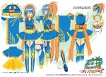  1girl blue_hair closed_eyes colored_eyelashes detached_sleeves female genderswap hair_bobbles hair_ornament hairband kamen_rider kamen_rider_gaim kamen_rider_gaim_(series) long_hair multicolored_hair orange_eyes orange_hair outstretched_arms ponytail rider-tan shisaki_tayu skirt smile solo wide_sleeves 