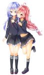  2girls highres kantai_collection long_hair multiple_girls school_uniform uzuki_(kantai_collection) yayoi_(kantai_collection) 