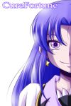  1girl character_name cure_fortune dress earrings english eyelashes happinesscharge_precure! highres hikawa_iona jewelry looking_at_viewer magical_girl nishi_koutarou precure purple_hair simple_background smile solo violet_eyes white_background 