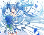  1girl blue_eyes blue_hair blue_rose floating_hair flower hatsune_miku heirou long_hair petals rose solo twintails very_long_hair vocaloid 