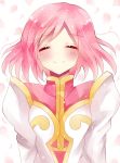  1girl blush closed_eyes coat estellise_sidos_heurassein megu_(littlestar) pink_hair short_hair smile solo tales_of_(series) tales_of_vesperia 