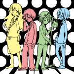  .flow 1girl 3boys aojiru_(yume_2kki) crossover expressionless kaibutsu looking_at_viewer multiple_boys multiple_monochrome nanashi_(yume_nisshi) shitaisan yume_2kki yume_nikki yume_nisshi 