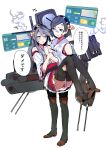  2girls bare_shoulders black_hair carrying detached_sleeves glasses hairband haruna_(kantai_collection) highres japanese_clothes kantai_collection kirishima_(kantai_collection) long_hair multiple_girls open_mouth personification princess_carry short_hair siblings sisters thighhighs translation_request tyaka 
