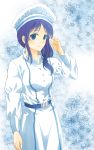  1girl blue_eyes blue_hair hat highres hiradaira_chisaki long_hair nagi_no_asukara nurse uniform whitebk 