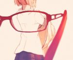  back dressing from_behind glasses hanyae kaname_madoka mahou_shoujo_madoka_magica red-framed_glasses school_uniform skirt 