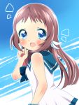  1girl blue_eyes brown_hair long_hair mukaido_manaka nagi_no_asukara sailor_dress school_uniform serafuku sumika_(surumiika) 