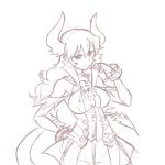  bangle borrowed_character bracelet breasts demon_girl demon_horns demon_tail dress elbow_gloves gloves horns jewelry large_breasts lineart long_hair maou_beluzel monochrome noname_(nowhere) original sketch smile tail yuusha_to_maou 