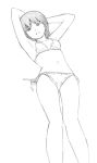  1girl bikini frown monochrome navel original short_hair sketch solo swimsuit yoshitomi_akihito 