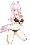  1girl bikini bird_tail blush breasts glasses head_wings heidimarie_w_schnaufer highres large_breasts long_hair looking_at_viewer midriff navel oi_ke open_mouth pink_hair red_eyes solo strike_witches swimsuit 