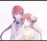  2girls bouquet bride dress flower formal long_hair multiple_girls musujime_awaki shirai_kuroko suit to_aru_majutsu_no_index twintails wedding wedding_dress yuri 