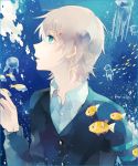  1boy blue_eyes fish himishiro isaki_kaname jellyfish nagi_no_asukara short_hair silver_hair underwater 