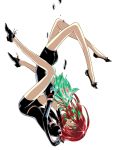 2others bare_legs black_gloves elbow_gloves falling gloves green_eyes green_hair houseki_no_kuni kusorunrun_(sayami) multiple_others phosphophyllite redhead shinsha_(houseki_no_kuni) sparkle white_background