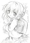  absurdres backpack bag highres inazuma_(kantai_collection) kantai_collection long_hair monochrome ponytail randoseru school_uniform sketch smile 