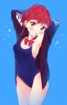  1girl competition_school_swimsuit free! hym9594 jacket long_hair matsuoka_gou mouth_hold ponytail red_eyes redhead school_swimsuit swimsuit 