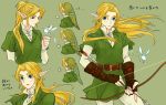  1boy alternate_hair_length alternate_hairstyle arrow belt bow_(weapon) braid collage earrings fairy french_braid irohaniwoedotirinuruwo jewelry link long_hair navi no_hat ocarina_of_time pointy_ears ponytail single_braid the_legend_of_zelda translation_request tunic weapon 