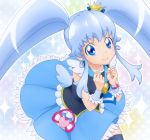  1girl blue_eyes blue_hair blue_skirt crown cure_princess happinesscharge_precure! long_hair magical_girl mini_crown mizuha_(mzhzn) necktie payot precure shirayuki_hime skirt smile solo thighhighs twintails wrist_cuffs 