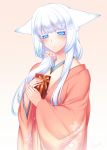  1girl animal_ears blue_eyes fox_ears japanese_clothes kimono konshin long_hair original solo white_hair 