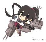  1girl black_hair brown_eyes chameleon_man_(three) character_request kantai_collection long_hair necktie ponytail pose 