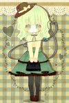  1girl bag green_eyes green_hair hat heart komeiji_koishi long_hair mike_(mikeneko) pantyhose ribbon third_eye touhou vines 
