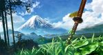  bamboo broken broken_sword broken_weapon clouds field grass japan katana landscape leaf mountain original rust scenery sky sword technoheart tree weapon 