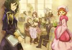  5girls 6+boys animal_ears beret black_hair braid brown_hair chin_rest crusty_(log_horizon) glasses green_eyes hair_over_one_eye hat kingfrogs liese_(log_horizon) log_horizon long_hair multiple_boys multiple_girls short_hair takayama_misa white_hair 