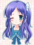  1girl blue_eyes blue_hair hiradaira_chisaki long_hair nagi_no_asukara sailor_collar school_uniform serafuku side_ponytail yukihara_nako 
