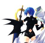  1girl absurdres blue_hair high_school_dxd highres miyama-zero short_hair solo sword weapon white_background zenovia_(high_school_dxd) 