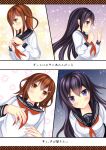  2girls akatsuki_(kantai_collection) black_hair brown_hair comic hair_ornament hairclip ikazuchi_(kantai_collection) kantai_collection long_hair multiple_girls no_hat personification school_uniform serafuku translation_request yuzukaze_rio 