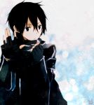  1boy black_eyes black_hair fingerless_gloves gloves kirito male short_hair sword_art_online tsukimori_usako 