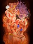  2boys cars_(jojo) dark_skin esidisi fire hat highres jojo_no_kimyou_na_bouken long_hair multiple_boys on_fire partyinyourbedroom purple_hair 