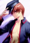  1boy blood blood_on_face brown_hair little_busters!! natsume_kyousuke open_clothes open_shirt red_eyes school_uniform solo tagme zen 
