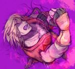  1boy blonde_hair clenched_hand clenched_teeth japanese_clothes ken_masters kimono male punching solo street_fighter tsukumo 
