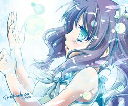  1girl blue_eyes blue_hair hiradaira_chisaki ichinose_ibuki long_hair nagi_no_asukara sailor_dress school_uniform serafuku side_ponytail 