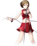  1girl brown_eyes brown_hair ixima meiko microphone microphone_stand nail_polish official_art short_hair simple_background transparent_background vocaloid 