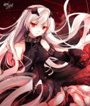  1girl anchorage_oni bare_shoulders elbow_gloves gloves glowing glowing_eyes kantai_collection long_hair pale_skin red_eyes shinkaisei-kan silver_hair solo toosaka_asagi 