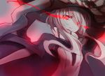  1girl bodysuit cape gloves glowing glowing_eyes hat kantai_collection lips long_hair monster pale_skin personification red_eyes shinkaisei-kan silver_hair solo togata wo-class_aircraft_carrier 