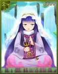  1girl ayakashi_ghost_guild green_eyes long_hair official_art purple_hair solo star veil 