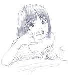  1girl monochrome original sketch solo toothbrush yoshitomi_akihito 