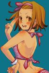  1girl bracelet brown_eyes brown_hair hairband jewelry k-on! open_mouth smile solo swimsuit tacomi tainaka_ritsu 