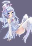  1girl facial_mark long_hair mabinogi marisasu_(marisa0904) pointy_ears purple_hair solo thighhighs twintails violet_eyes 