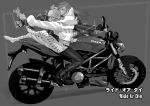  gyro_zeppeli johnny_joestar jojo_no_kimyou_na_bouken monochrome motor_vehicle motorcycle steel_ball_run tanaka_kaori vehicle 