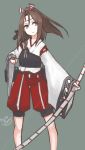  1girl bow_(weapon) brown_hair kantai_collection mikoto_(oi_plus) simple_background solo weapon zuihou_(kantai_collection) 