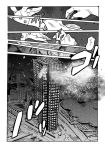  building comic explosion johnny_joestar jojo_no_kimyou_na_bouken monochrome skyscraper steel_ball_run tanaka_kaori translation_request 