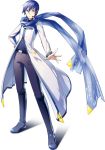  1boy bangs belt blue_eyes blue_hair boots coat headset ixima kaito kaito_(vocaloid3) microphone official_art pants scarf see-through solo transparent_background vocaloid zipper 