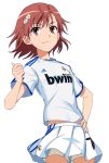  1girl fc_real_madrid female flower hair_flower kurosaki_samurai misaka_mikoto real_madrid shorts simple_background skirt smile soccer soccer_uniform solo sports_uniform thumbs_up to_aru_kagaku_no_railgun to_aru_majutsu_no_index uniform white_background 