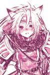  armor blush cat_ears doraeshi final_fantasy final_fantasy_xi headband mithra monochrome paladin pink sword tears weapon 